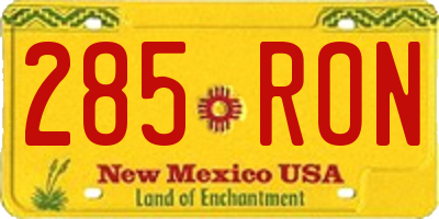 NM license plate 285RON