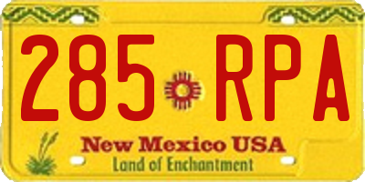 NM license plate 285RPA