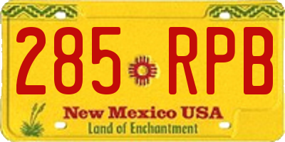 NM license plate 285RPB