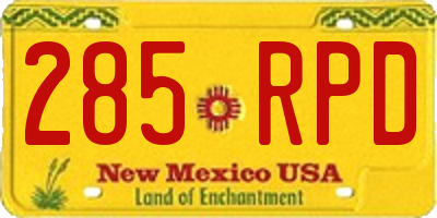 NM license plate 285RPD