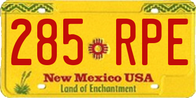 NM license plate 285RPE