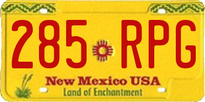 NM license plate 285RPG