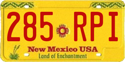 NM license plate 285RPI