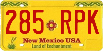 NM license plate 285RPK