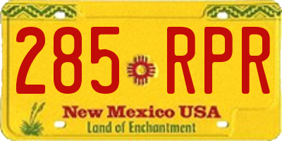 NM license plate 285RPR