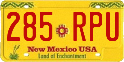 NM license plate 285RPU