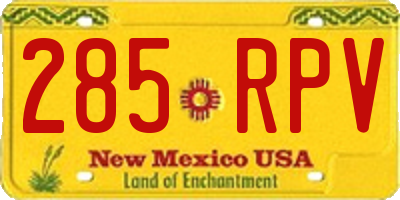 NM license plate 285RPV