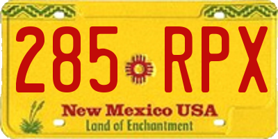 NM license plate 285RPX