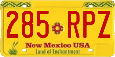 NM license plate 285RPZ
