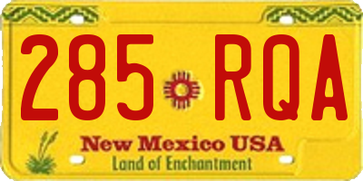 NM license plate 285RQA