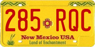 NM license plate 285RQC
