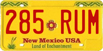 NM license plate 285RUM