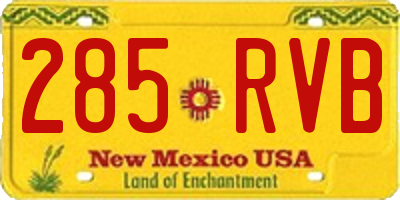 NM license plate 285RVB
