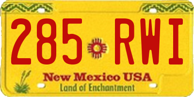 NM license plate 285RWI