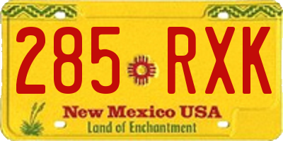 NM license plate 285RXK