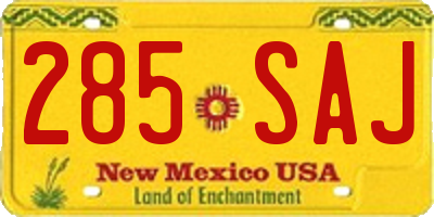 NM license plate 285SAJ