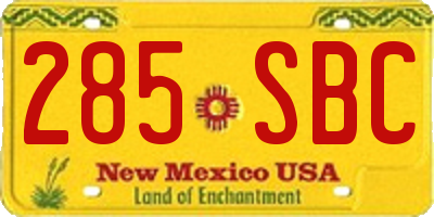 NM license plate 285SBC