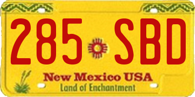 NM license plate 285SBD