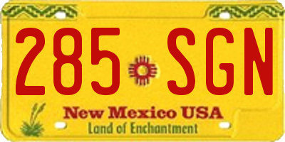 NM license plate 285SGN