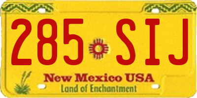 NM license plate 285SIJ