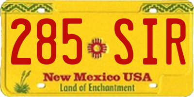 NM license plate 285SIR