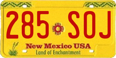 NM license plate 285SOJ