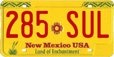 NM license plate 285SUL