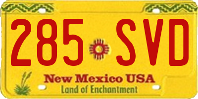 NM license plate 285SVD