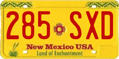 NM license plate 285SXD