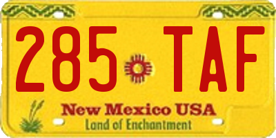 NM license plate 285TAF