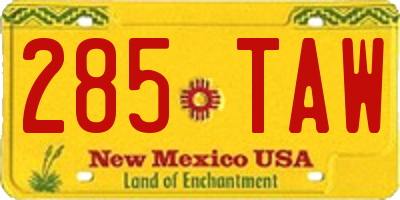 NM license plate 285TAW