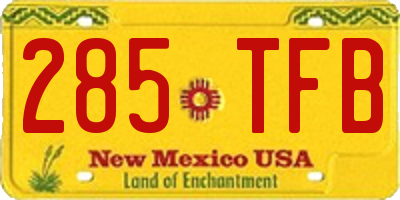 NM license plate 285TFB