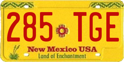 NM license plate 285TGE