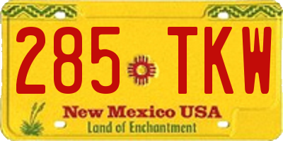 NM license plate 285TKW