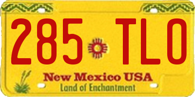 NM license plate 285TLO