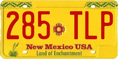 NM license plate 285TLP