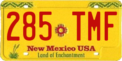 NM license plate 285TMF