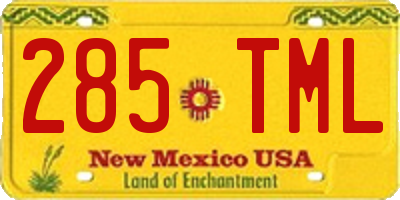 NM license plate 285TML