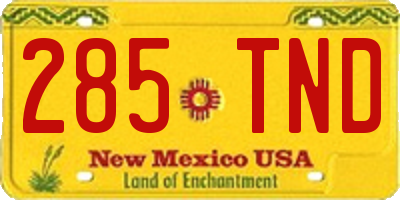 NM license plate 285TND