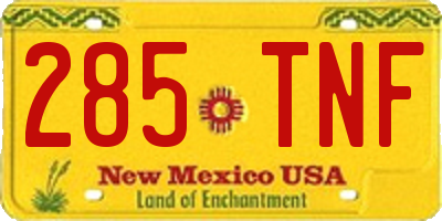NM license plate 285TNF