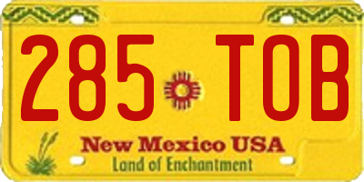 NM license plate 285TOB