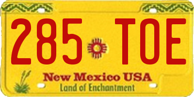 NM license plate 285TOE