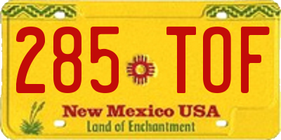 NM license plate 285TOF