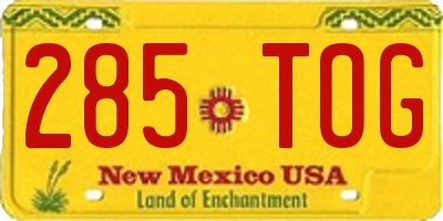 NM license plate 285TOG