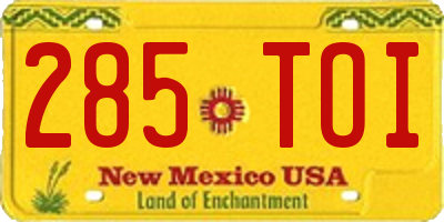NM license plate 285TOI
