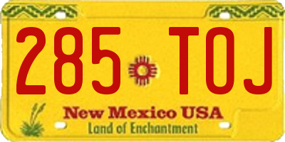 NM license plate 285TOJ