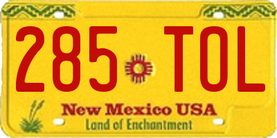 NM license plate 285TOL
