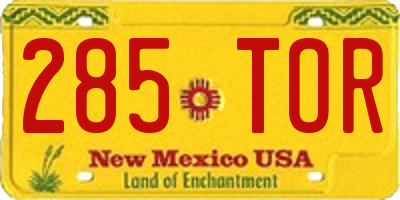 NM license plate 285TOR
