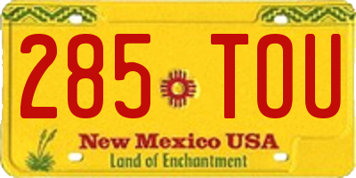 NM license plate 285TOU