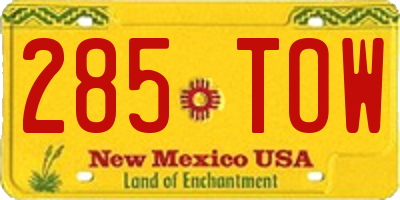 NM license plate 285TOW